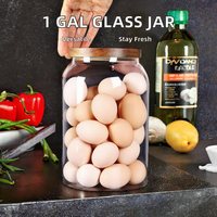 Grand pot de stockage d'aliments en verre minimaliste de 1 gallon avec couvercle en bois d'acacia pour la cuisine ou la rentrée des classes
