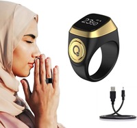 Anillo Inteligente Android M02 con Carcasa de Aleación Metálica y Plástico, Control por Aplicación, Alarma, Reloj, Tasbih Digital, Contador de Zikr, 5 Horarios de Oración