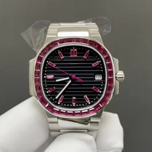 Montres mécaniques automatiques en acier inoxydable de haute qualité pour femmes, série 5711, mouvement 9015, cadran à aiguilles de 35,2 mm, montre sertie de diamants - Product Image 5