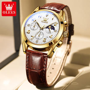 Reloj de Pulsera de Cuarzo para Hombre 2890 con Logotipo OEM, Cuero Genuino, Acero Inoxidable, Fase Lunar, Cronógrafo, Clásico, Multifunción - Product Image 1
