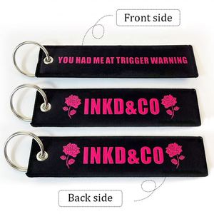 Custom Design logo Jet Tag Fabric Keychains for Wholesale Gifts Embroidery Car with Keytag Woven Embroidered Keychain <b>Ring</b> - Product Image 4