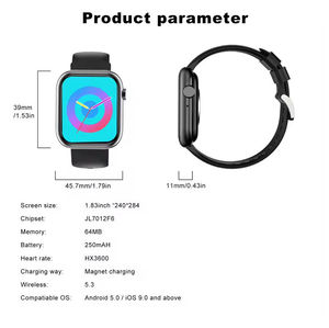 Montre connectée G104 pour hommes, écran tactile HD 1,83'', moniteur de fréquence cardiaque, montre connectée sportive pour Android - Product Image 6