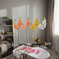 Bunga Anggrek Mini Plastik Lembut Buatan Tangan Sentuhan Alami Phalaenopsis untuk Thanksgiving 2 Tangkai 12 Bunga