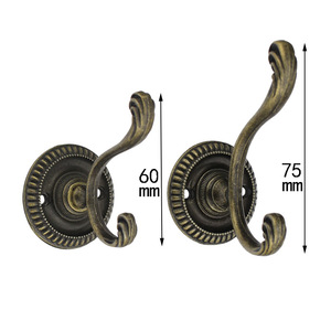 Antique Style Clothes Hook Zinc Alloy Wall Mount Round Base 60mm 75mm <b>Wardrobe</b> <b>Hardware</b> - Product Image 1