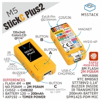 Kit de développement IoT miniature M5stack M5stickc Plus-plus2 avec accessoires pour montre, écran TFT 1,14 pouces, contrôleur IoT
