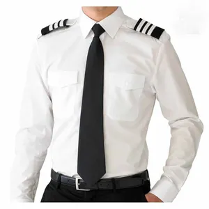 100% Katoenen Polyester Wit Werkshirt Met Lange Mouwen En Epauletten Bewaker Uniformen