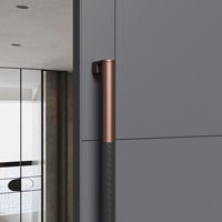Poignée de porte encastrée en cuir avec plaque arrière en aluminium, quincaillerie architecturale pour entrée de bureau de direction