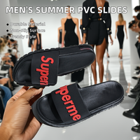 Chaussons en Caoutchouc Fantaisie Personnalisables L&J pour Hommes, Sandales Coulissantes Nouveau Modèle en Caoutchouc Noir, Claquettes Bulle pour Hommes