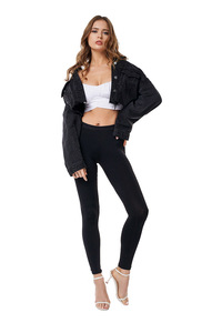 <span class=keywords><strong>Veste</strong></span> <span class=keywords><strong>en</strong></span> <span class=keywords><strong>jean</strong></span> décontractée, mode avec boutons délavés, coupe <span class=keywords><strong>courte</strong></span>, tissus denim vintage, vestes personnalisées pour femmes - Product Image 5