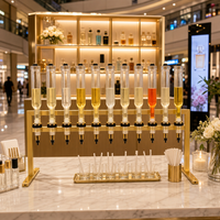 Distributeur de parfum de luxe en or pour 12 flacons, idéal pour les centres commerciaux, les présentoirs de vente au détail et les comptoirs de test de parfums