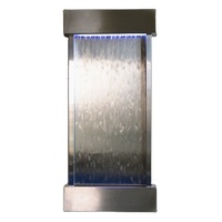 Fontaine murale d'eau intérieure en verre miroir avec lumière LED, décoration murale, cascade murale