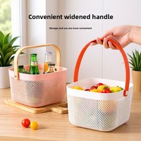 D5787 Panier de rangement rectangulaire de style japonais pour la maison, pour légumes, fruits, collations, panier de rangement portable en plastique