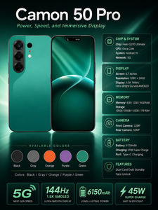 Teléfono inteligente Camon 50 Pro 5G con pantalla Eye Comfort de 6.7 pulgadas, escáner de documentos de 50MP, cámara frontal de 32MP, 12GB de RAM, 512GB de almacenamiento, ideal para el escritorio. - Product Image 6