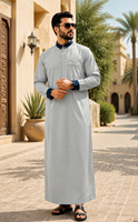 CCY Modernes Herren-Thobe-Hemd-Set Langarm Stehkragen Islamischer Golf-Stil Islamische Arabische Freizeitkleidung Atmungsaktiver Stoff Kandura