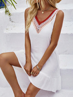 Robes de plage sexy unies avec volants, style européen, pour femmes, mode estivale, fabrication OEM/ODM en usine