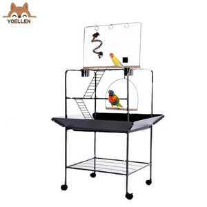 YOELLEN üreticileri ihracat kuş raf masa papağan interaktif masa kuş standı kuş oyun masası papağan standı açık kafes - Product Image 3