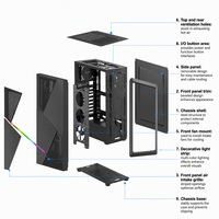 Boîtier d'ordinateur noir TDW206B RGB Mid Tower ATX M-ATX ITX pour jeux