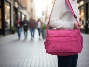 Borsa a Tracolla da Donna in Tessuto Lavato con Chiusura a Zip, Monocolore, per Uso Quotidiano, Adatta a Tutte le Stagioni - Product Image 2