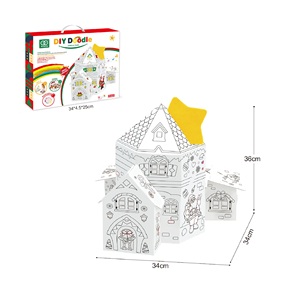 بيت لعب من الورق المقوى بتصميم عيد الميلاد للأطفال، مجموعة فنية وحرفية تعليمية للرسم والتلوين والكتابة على الجدران للاستخدام الداخلي والخارجي - Product Image 1