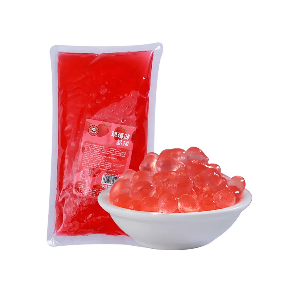 Groothandel No.1 Boba Topping Aardbei Smaak Konjac Jelly Crystal Boba Voor Bubble Tea