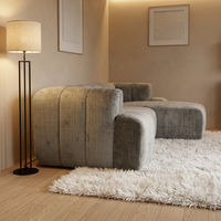 Canapé modulaire sectionnel moderne et durable, compressé sous vide, avec design côtelé, livré en boîte pour appartement