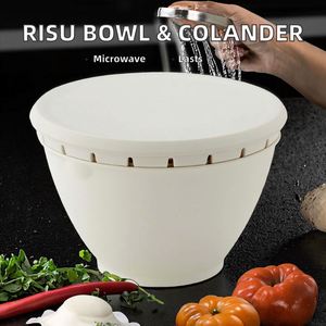 RISU N Libraliste Ensemble bol et passoire durable avec couvercle blanc fabriqué au Japon compatible micro-ondes 18cm GLIB112 - Product Image 2