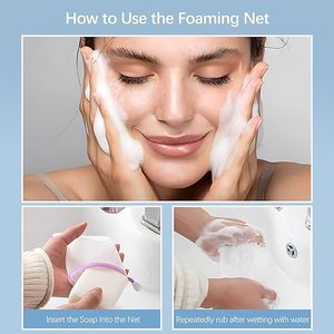 Bolsas de jabón exfoliantes con cordón, redes espumadoras para limpieza facial, para espumar y secar, colgables - Product Image 3