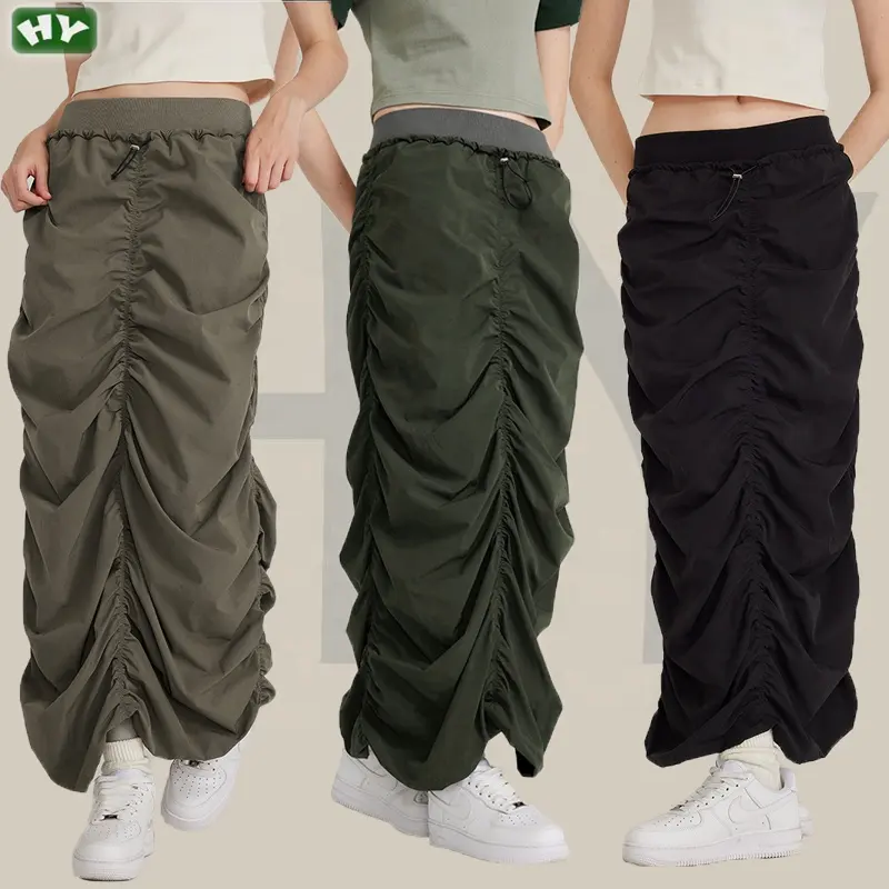 Custom New Solid Color Half-length Skirt Pleated Outdoor Quick Drying Skirt Women's Elastic Waist Skirt