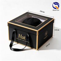 Boîte à chapeaux avec poignée en ruban, structure antichoc, fenêtre transparente, fabrication OEM