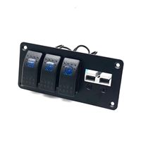 Panel de Interruptores Basculantes de 3 Vías de 12V CC con Conector de Alimentación de 50 Amperios para Caravana, Autocaravana, Barco, Camión