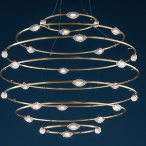 Lustre sphérique moderne en métal doré LED 220V, plafonnier rond pour salon, villa à plafond haut - Product Image 2