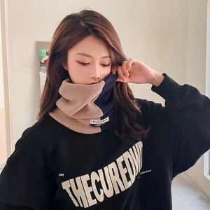 Color Block Warm Scarf For Women Unisex Neck Warmer Face Cover Windproof Winter 2025 Splicing Design Plain Weave - Product Image 4