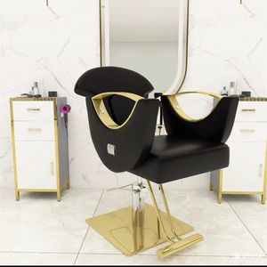 Chaises de coiffure à prix avantageux, inclinaison à 175 degrés, cadre en contreplaqué, base chromée et repose-pieds en acier - Product Image 5