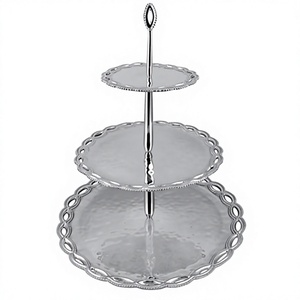 Three Tier Stainless Steel Cake Stand With <b>Decorative</b> <b>Edge</b> For Dessert Display Multi tier dessert stand Metal tiered cake tray - Product Image 1