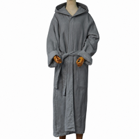 Peignoir de bain en coton lavable en machine avec capuche pour hôtel et spa, robe de chambre confortable pour femmes, vente en gros, longueur intégrale