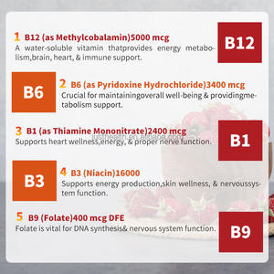 OEM 비타민 B 복합 비타민 <span class=keywords><strong>B12</strong></span> + B6 설하 보충제 면역 및 에너지 대사를 위해 <span class=keywords><strong>B12</strong></span> B6 <span class=keywords><strong>B1</strong></span> 을 포함한 올인원 액체 방울 - Product Image 5