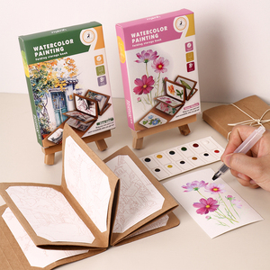 Livre <span class=keywords><strong>de</strong></span> peinture à l'<span class=keywords><strong>aquarelle</strong></span> en accordéon pour adultes-Journal <span class=keywords><strong>de</strong></span> coloriage et d'esquisse bricolage avec scènes florales et naturelles vibrantes et construction - Product Image 5