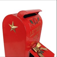 Buzón Navideño Rojo de Hierro Fundido con Diseño de Santa Claus, Buzón Americano para Exterior, Venta Directa de Fábrica al por Mayor