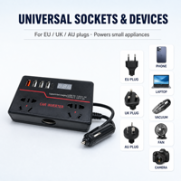 Convertisseur de courant pour voiture 150W 12V/24V vers 220V avec ports de charge rapide, chargeur automobile portable, convertisseur de courant 4 ports USB, chargeur de voiture