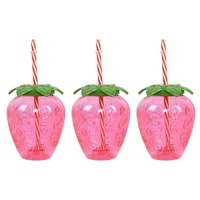 10 Vasos de Plástico Desechables con Diseño de Fresa para Halloween, Transparentes, Bonitos, Modernos, de Alta Calidad, con Impresión Tipográfica
