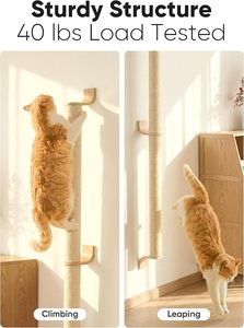 Griffoir mural pour <span class=keywords><strong>chat</strong></span> en sisal naturel, à fixer au mur |   <span class=keywords><strong>Poteau</strong></span> d'escalade pour <span class=keywords><strong>chat</strong></span> peu encombrant pour les grands chats d'intérieur - Product Image 2