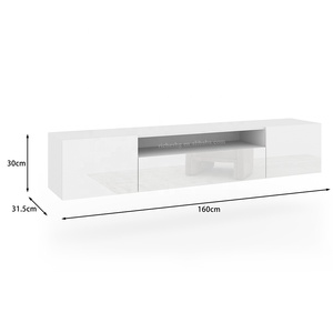 Meuble TV mural flottant haute brillance 160 cm pour salon, meuble TV suspendu, unité TV - Product Image 6
