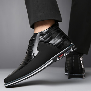 Chaussures bateau en cuir pour hommes, bout pointu, couleurs mélangées, semelle extérieure en caoutchouc imperméable, semelle intermédiaire en EVA, style coréen, mode automne - Product Image 3