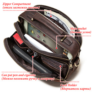 Zorerpaul — <span class=keywords><strong>Mini</strong></span> sac en cuir véritable pour homme, sacoche décontractée à bandoulière, sac de voyage - Product Image 3