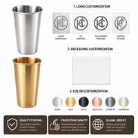 Gobelet en acier inoxydable 304 avec logo personnalisé, gobelet à eau monocouche, tasse à bière et à café portable, 200-700 ml, 8 tailles, gobelet conique brossé