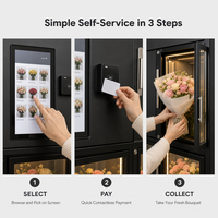 Distributeur automatique de bouquets de fleurs BRENU, paiement sans argent liquide 24h/24, paiement par code QR, graphismes personnalisés, gestion basée sur le cloud