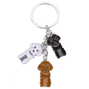 Porte-clés Chien en Métal Argenté, Breloques <span class=keywords><strong>Caniche</strong></span> Blanc Marron Noir Émaillé, Mignon Dessin Animé Chiot, Pendentif Sac à Main, Porte-clés pour Amoureux des Chiens - Product Image 1