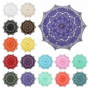 Parasol de mariée en dentelle de coton et de bambou naturel fait à la main, blanc, pour femmes, 48 cm de rayon - Product Image 6
