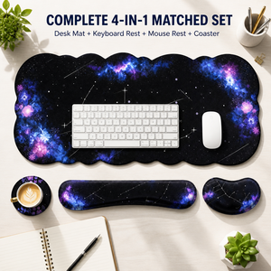 Tapis de souris gaming 4-en-1 ergonomique avec repose-poignets doux pour clavier et souris, et sous-verre anti-déversement – Fabrication ODM - Product Image 1