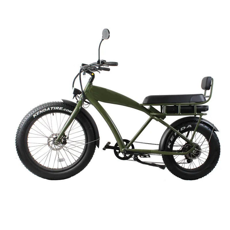 Bicicleta elétrica de assento longo para 2 pilotos, bicicleta elétrica de cidade, pneu gordo, praia, cruiser e bicicleta